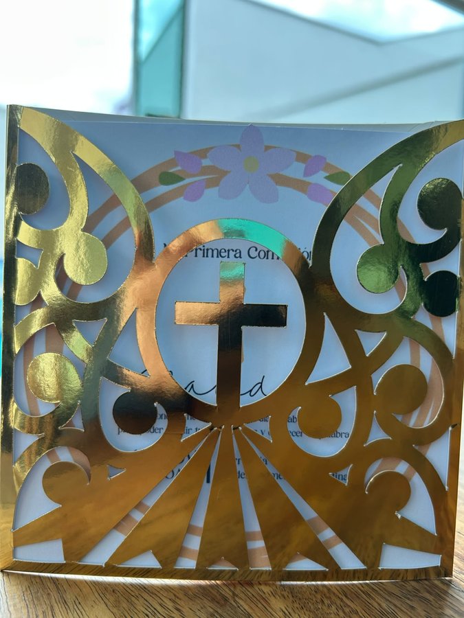 Convite de Batizado Dourado